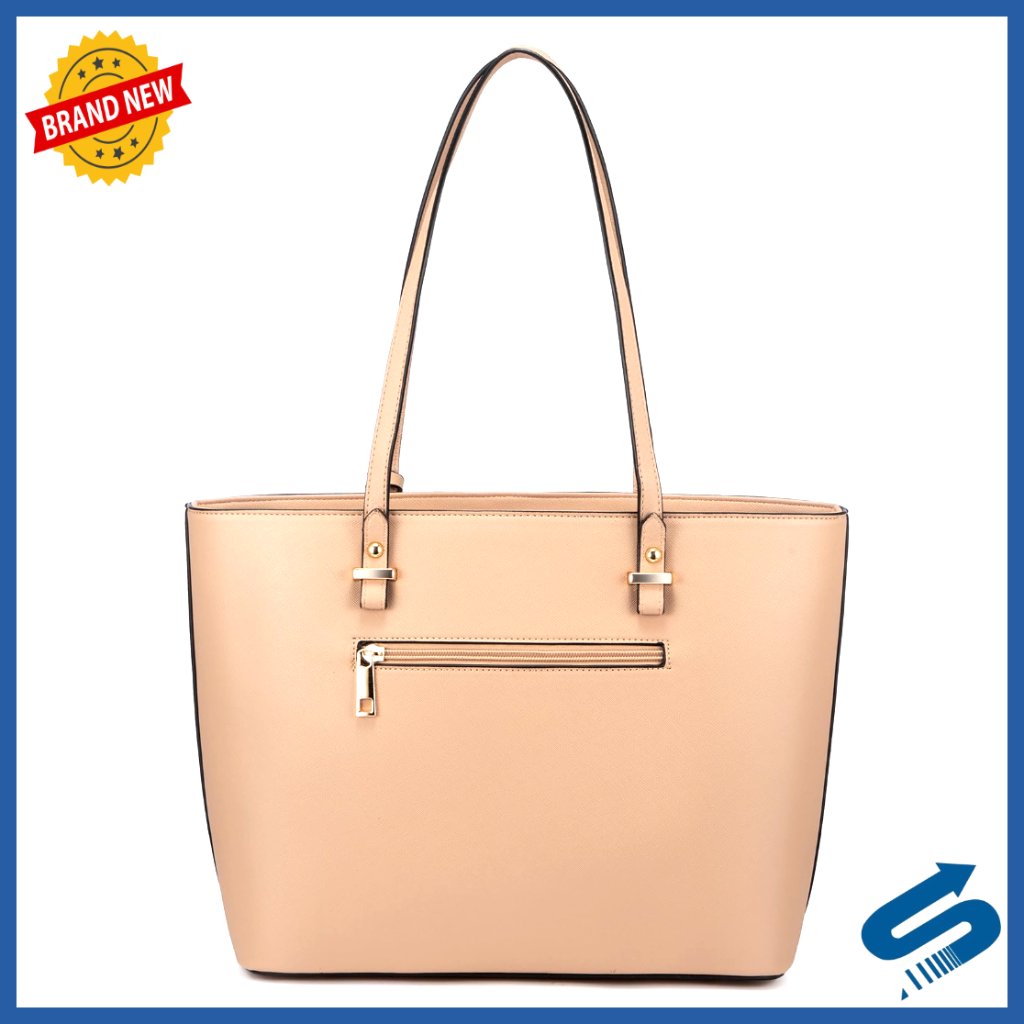Large Tote Bag With External Pocket, Holds 13" Laptop, Metal Feet